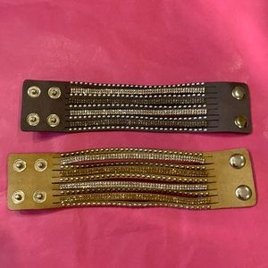 2 Leather Fitbit Bracelets Gray & Tan